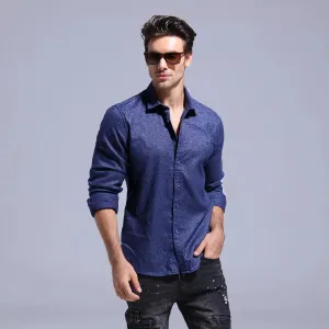 100% Cotton Men Shirts Solid Color Single Pocket Long Sleeve Bussiness Shirts for Men High Quality Washed Shirts Men