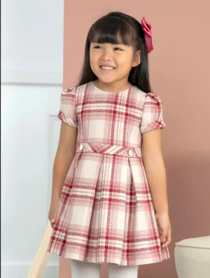 Abel & Lula Girls Raspberry Plaid Holiday Dress