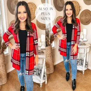 All Eyes On You Plaid Cardigan in Red and Green