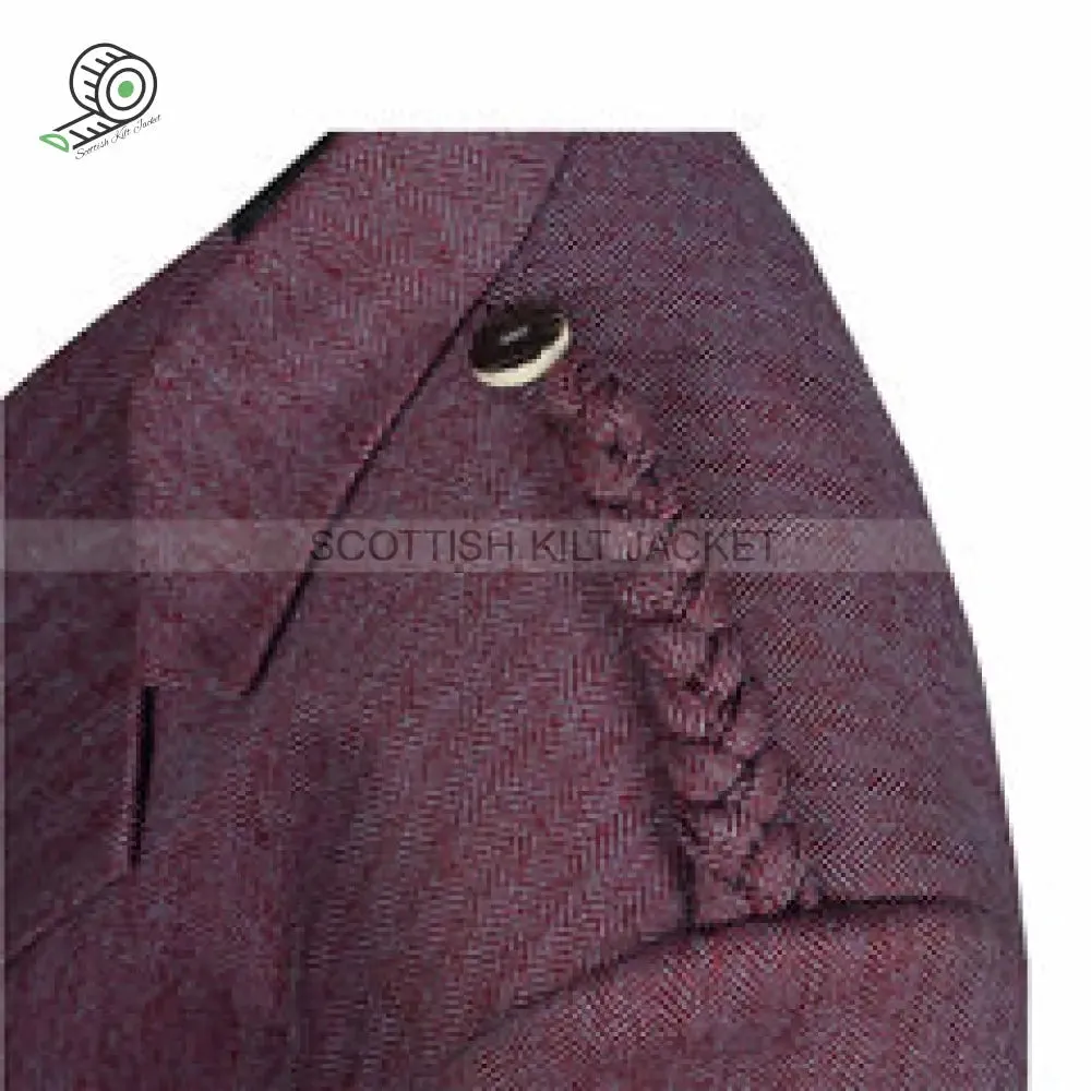 Argyll jacket made of maroon pure wool with a waistcoat and vest