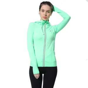 BESGO Female Running Zipper Coat Sports Yoga Training Workout Fitness Breathable Tops Long Sleeve Gym Sweatshirts