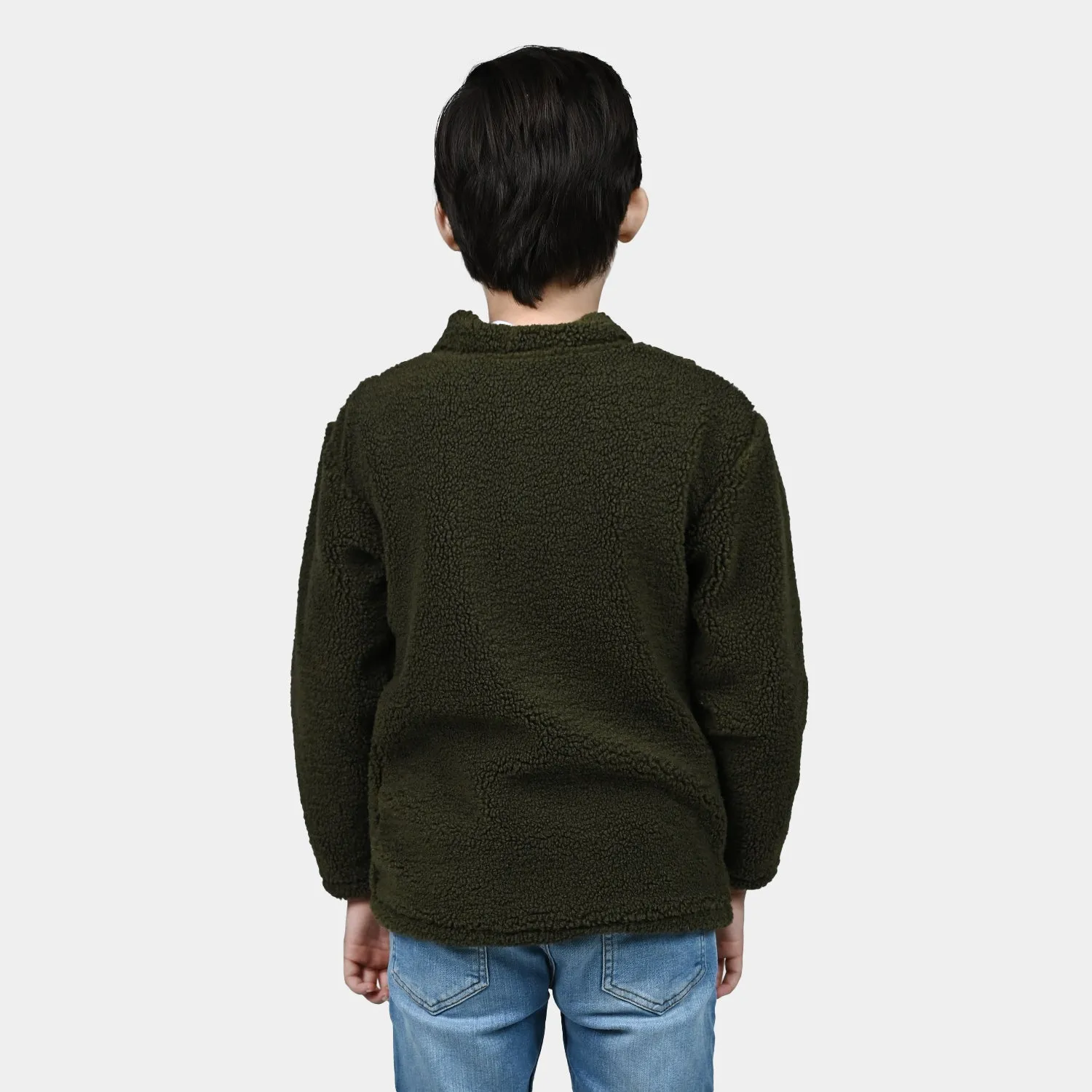 Boys Fleece Knitted Jacket Crossover-Green