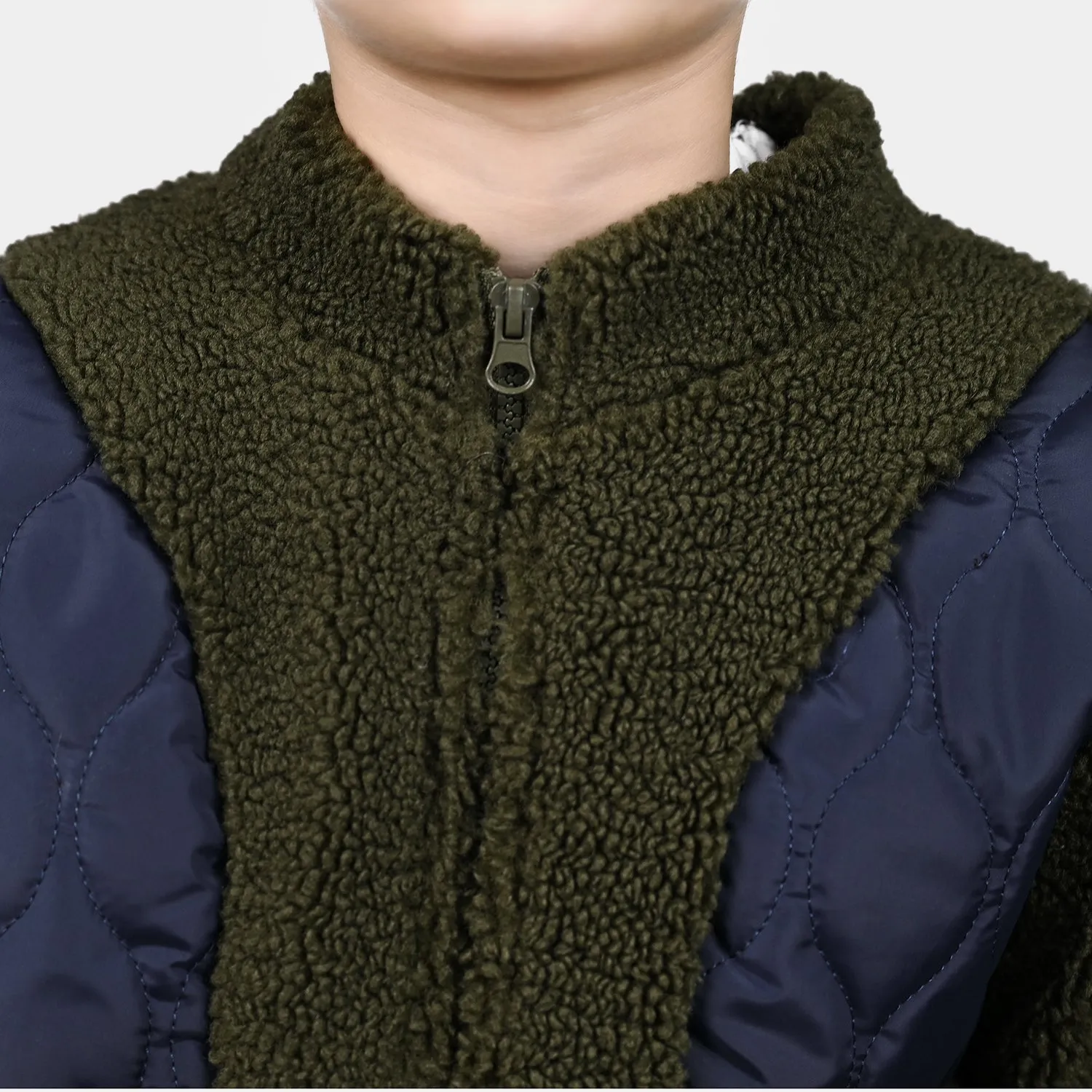 Boys Fleece Knitted Jacket Crossover-Green