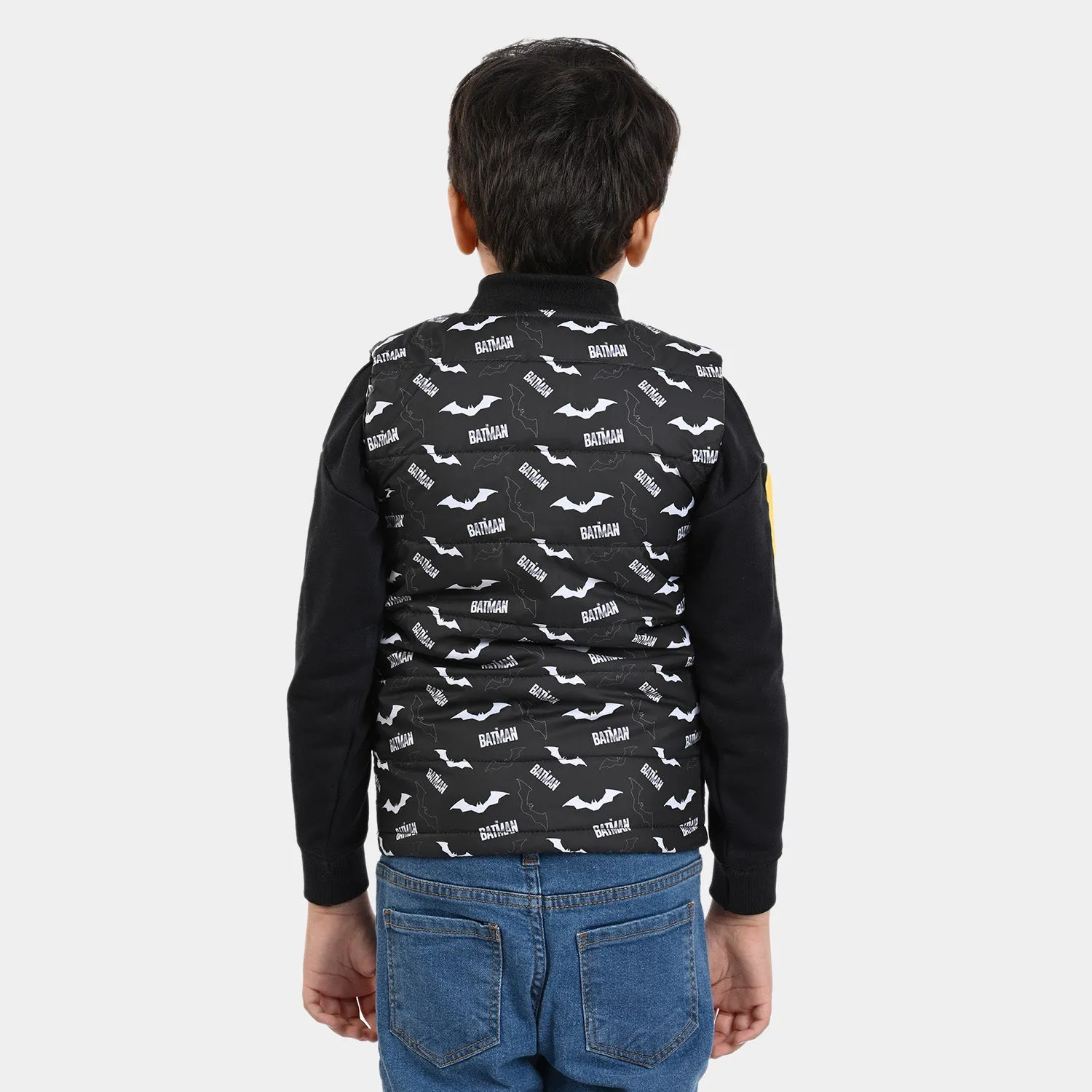 Boys taffeta Quilted Jacket Character - BLACK