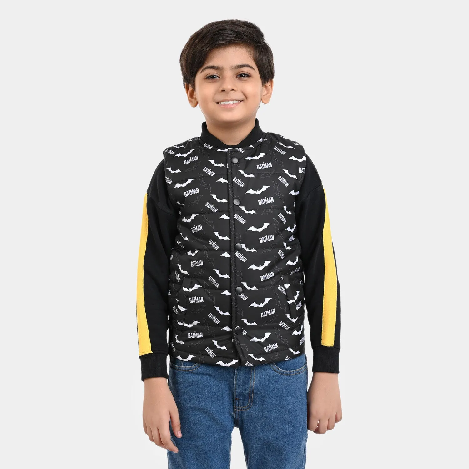 Boys taffeta Quilted Jacket Character - BLACK