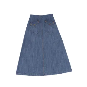 C14165-DENIM POCKET MIDI SKIRT-Denim