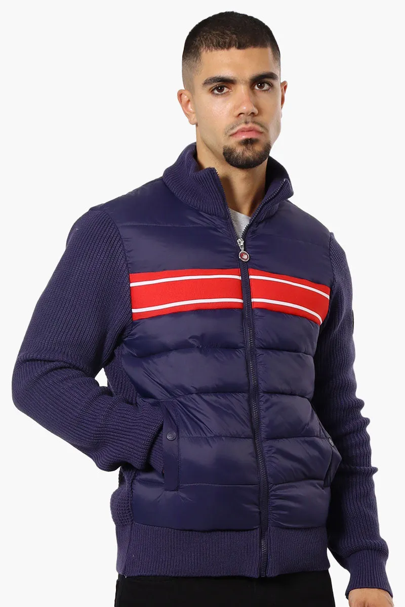 Canada Weather Gear Striped Sweater Knit Lightweight Jacket - Navy