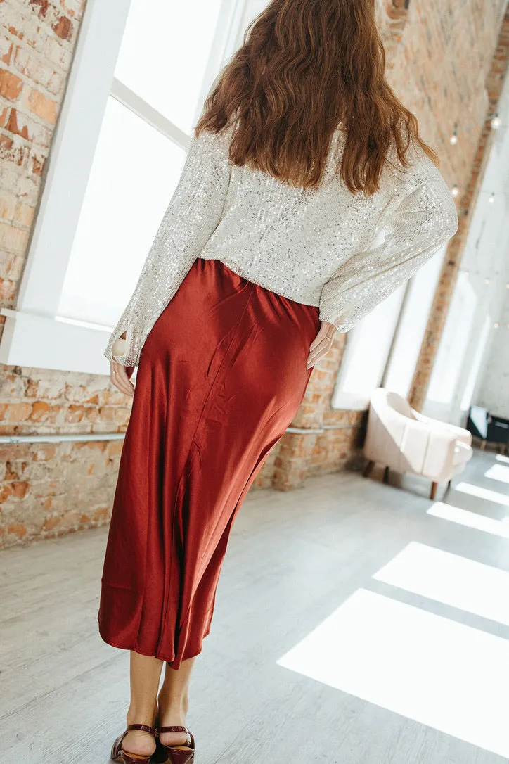 Cranberry Spice Midi Skirt