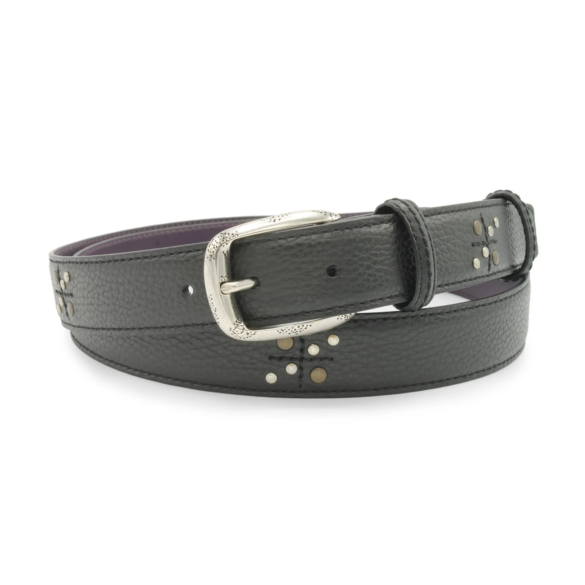 Crawford Narrow Black Cross Stud Belt