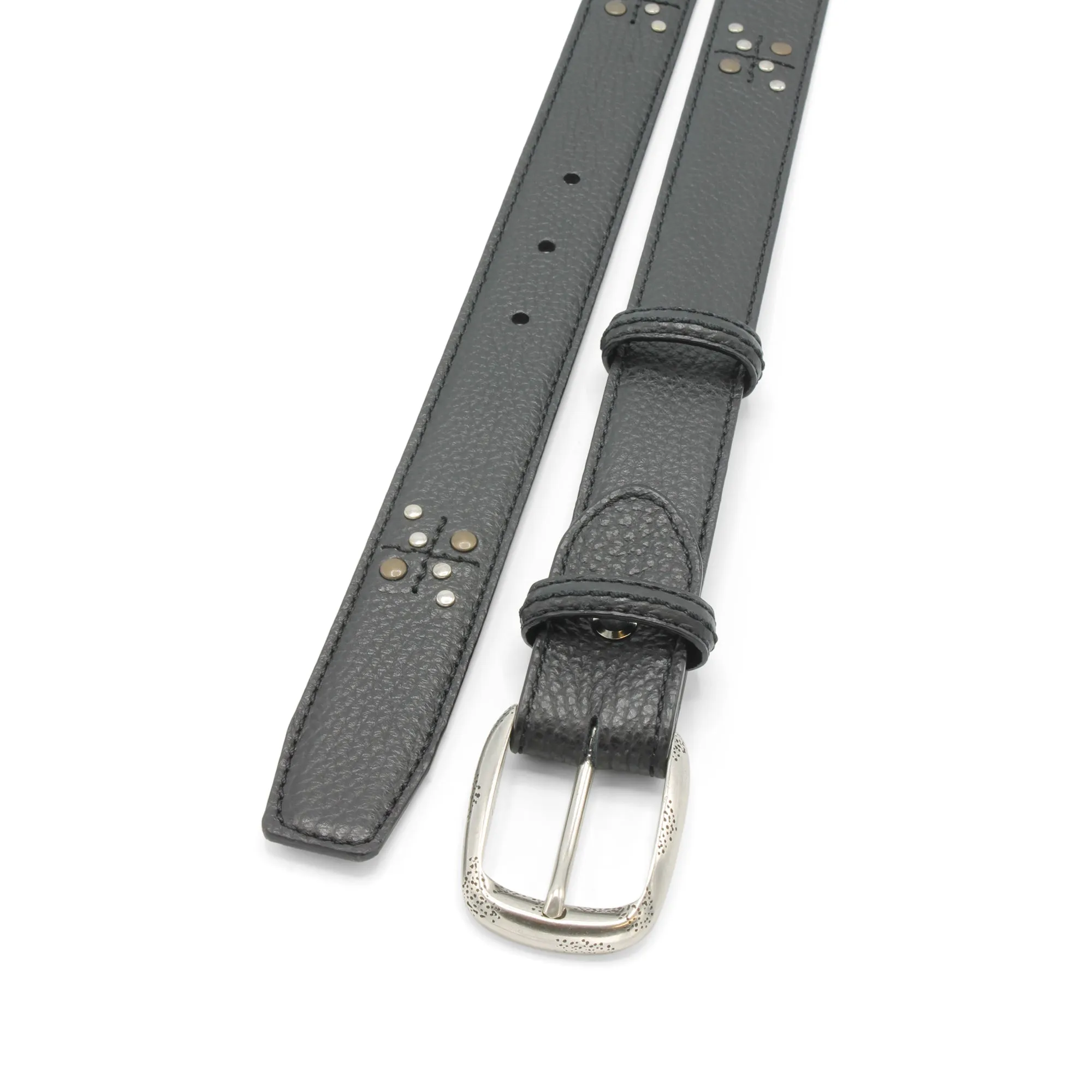 Crawford Narrow Black Cross Stud Belt