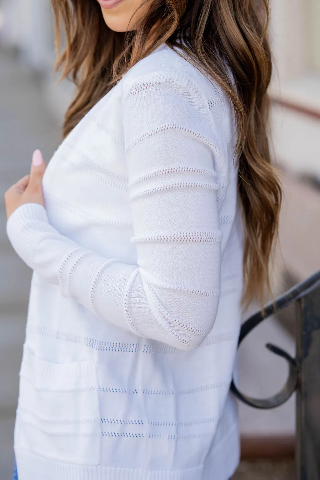 Cutout Stripes Cardigan