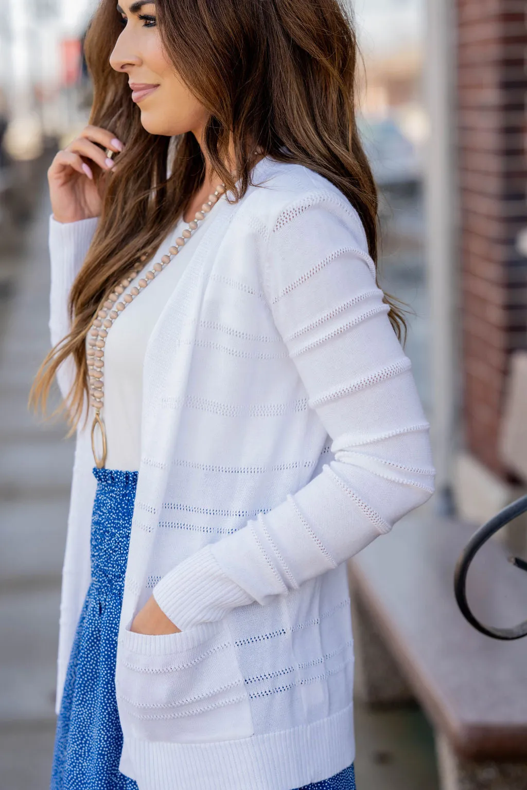 Cutout Stripes Cardigan