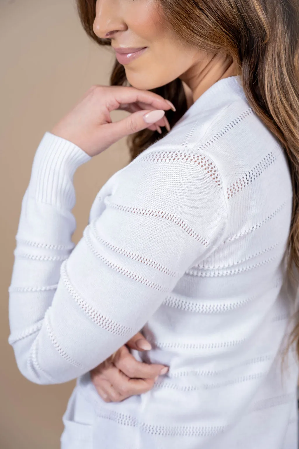 Cutout Stripes Cardigan