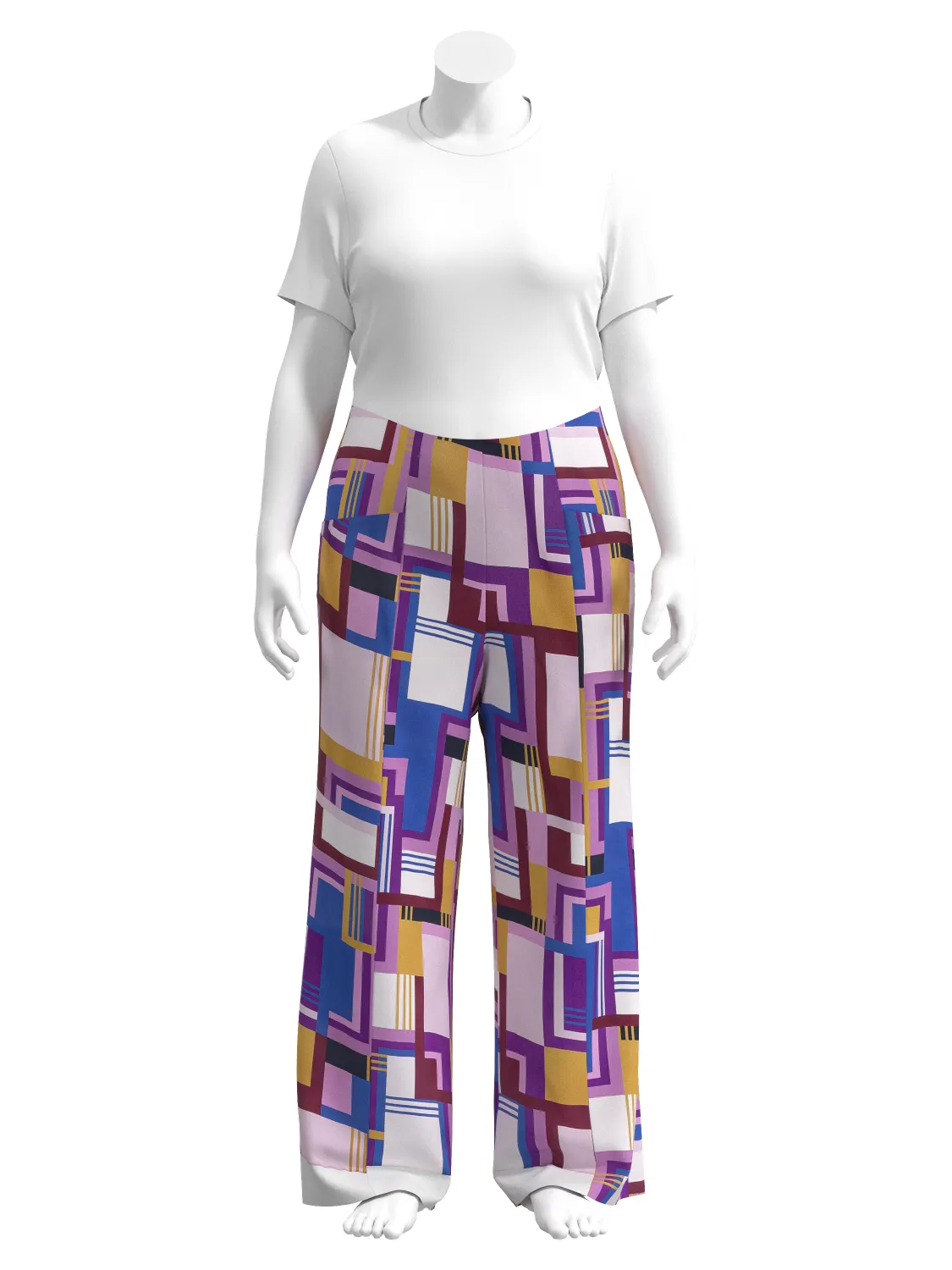 Deconstructed Plaid Print Viscose - Purple   Pink   Gold