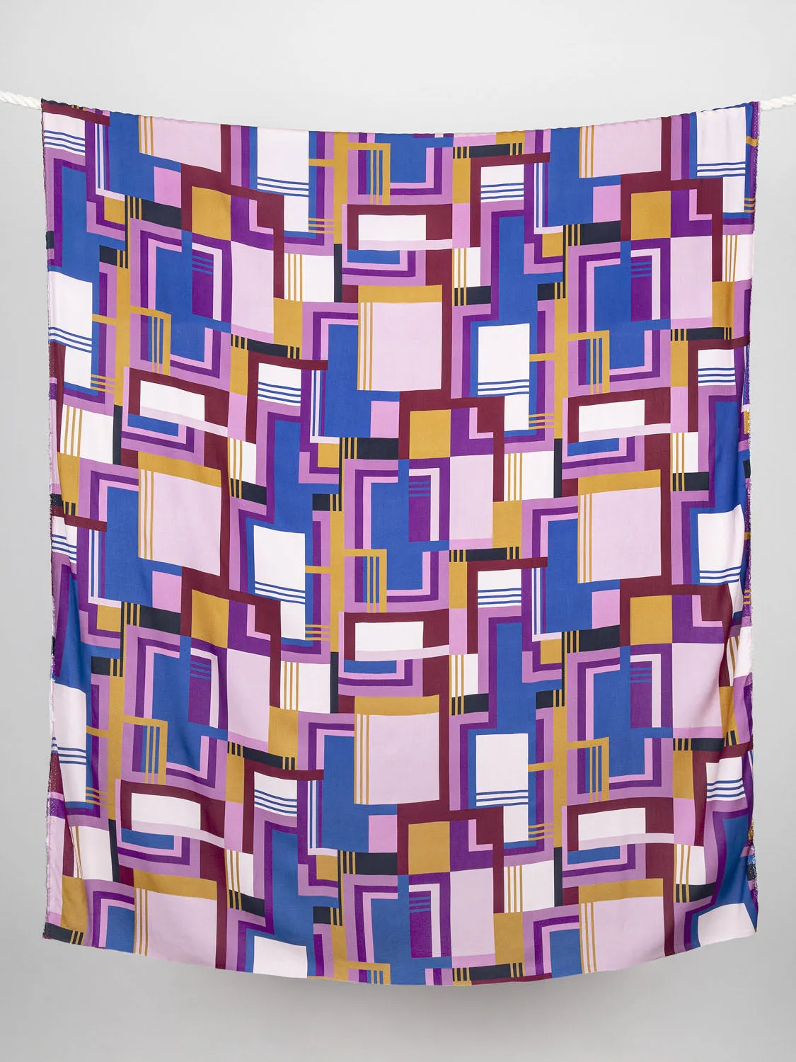 Deconstructed Plaid Print Viscose - Purple   Pink   Gold