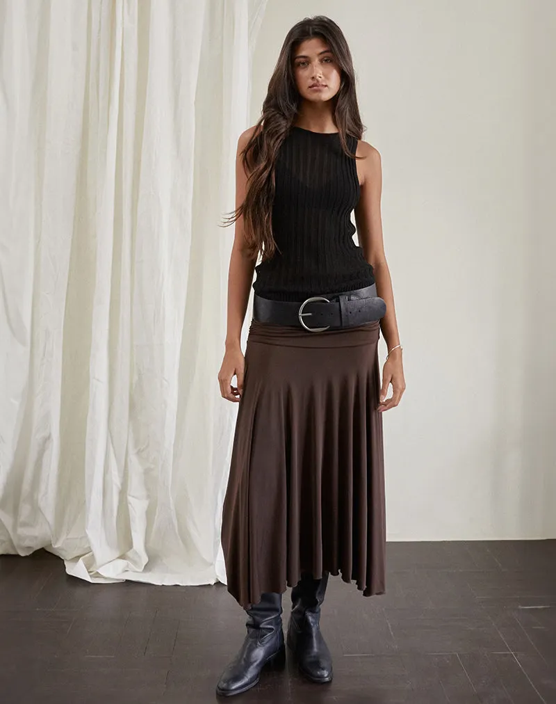 Delta Midi Skirt in Slinky Chocolate