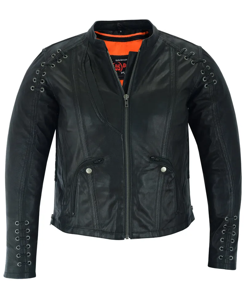 DS885 Women's Stylish Jacket with Grommet and Lacing Accents