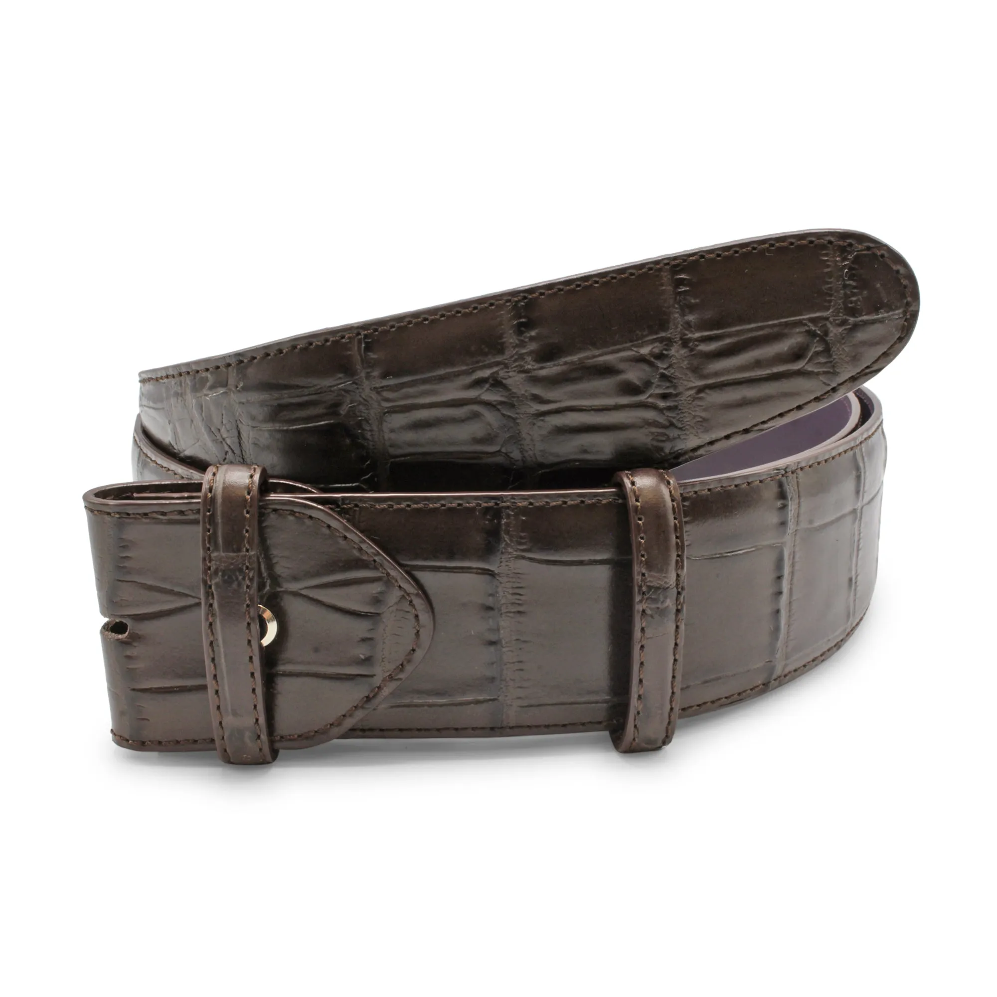 Extra Wide Mock Alligator Tail Effect Belt Strap