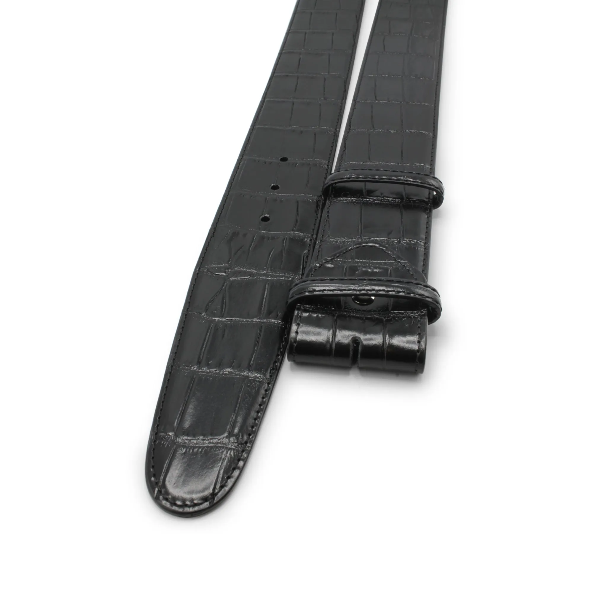 Extra Wide Mock Alligator Tail Effect Belt Strap