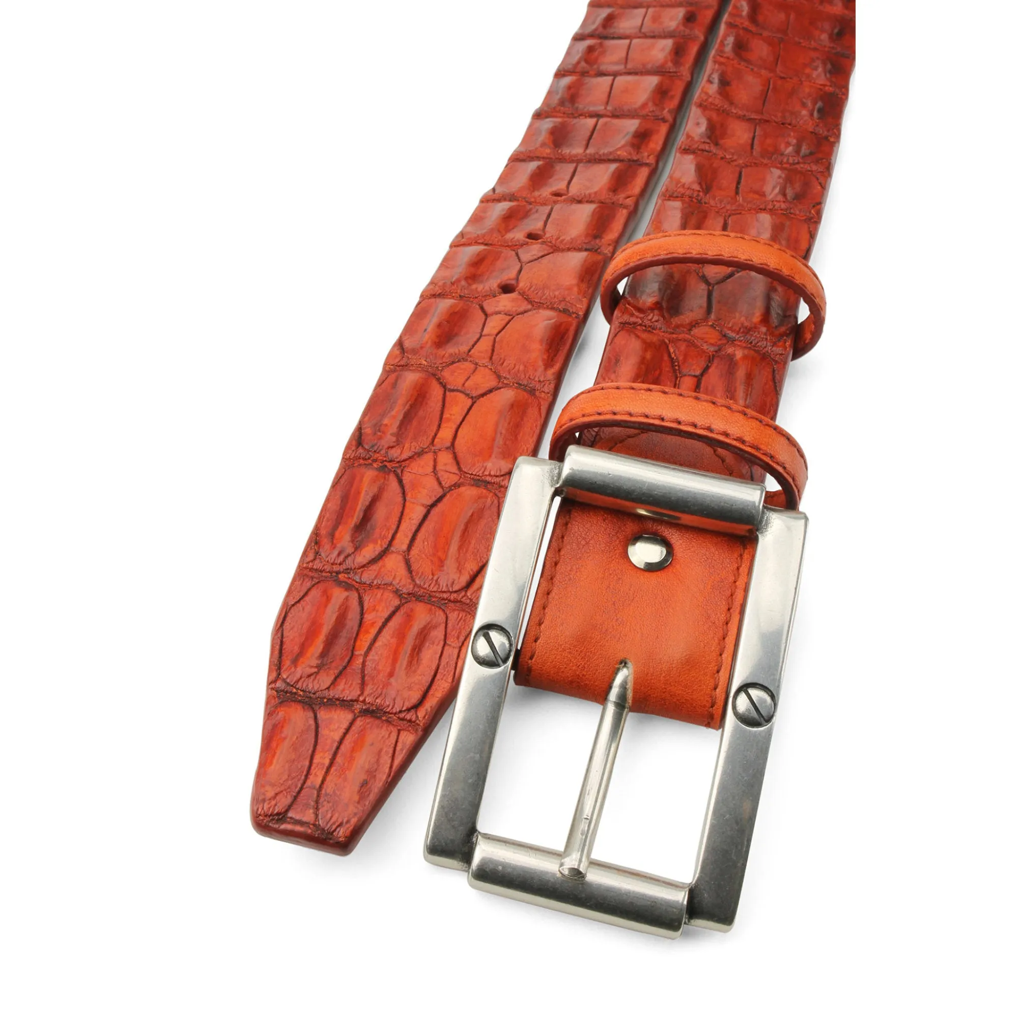 Hand painted London Tan Porosus Crocodile Back Belt