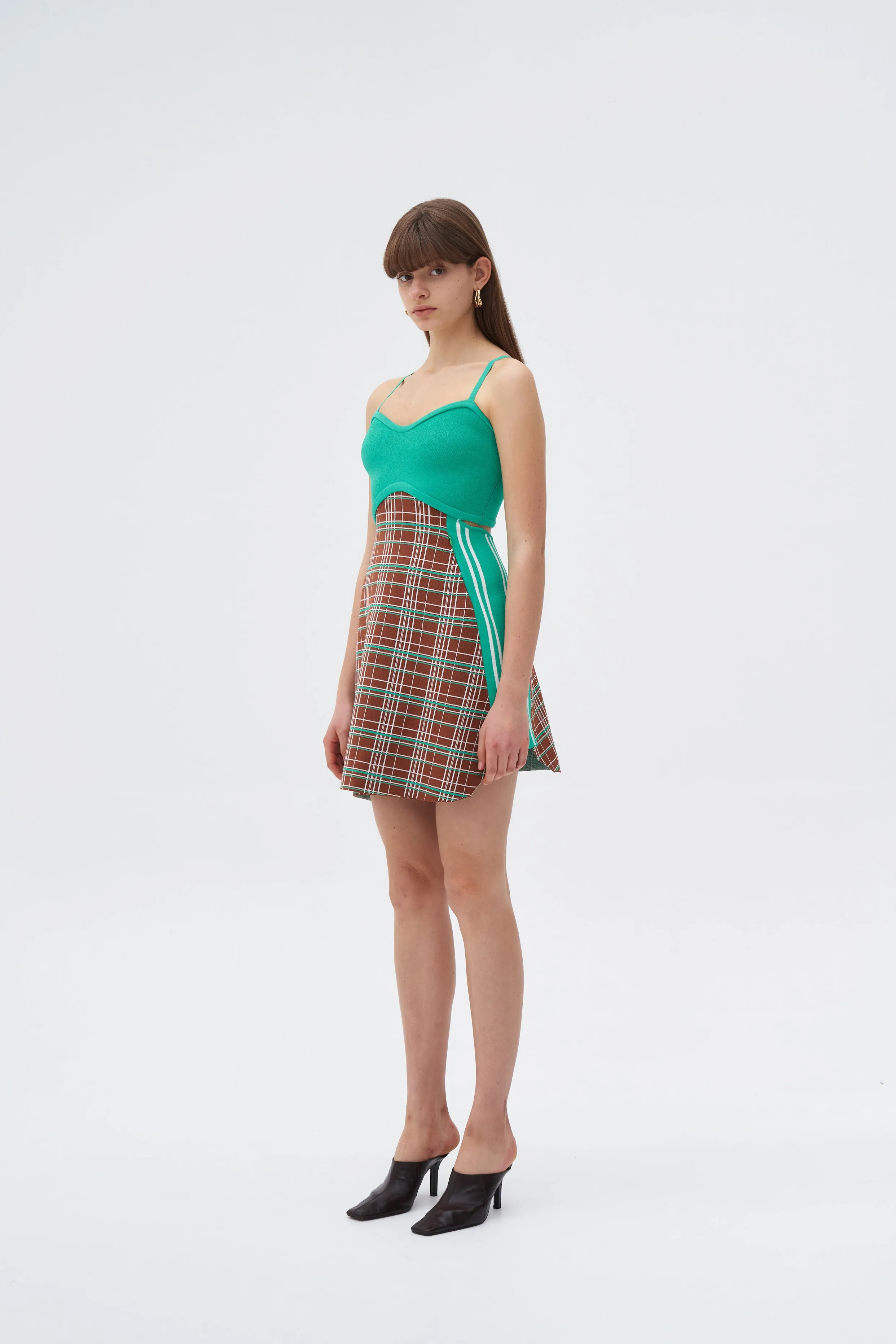 HARPER ECO PLAID MINI TANK DRESS