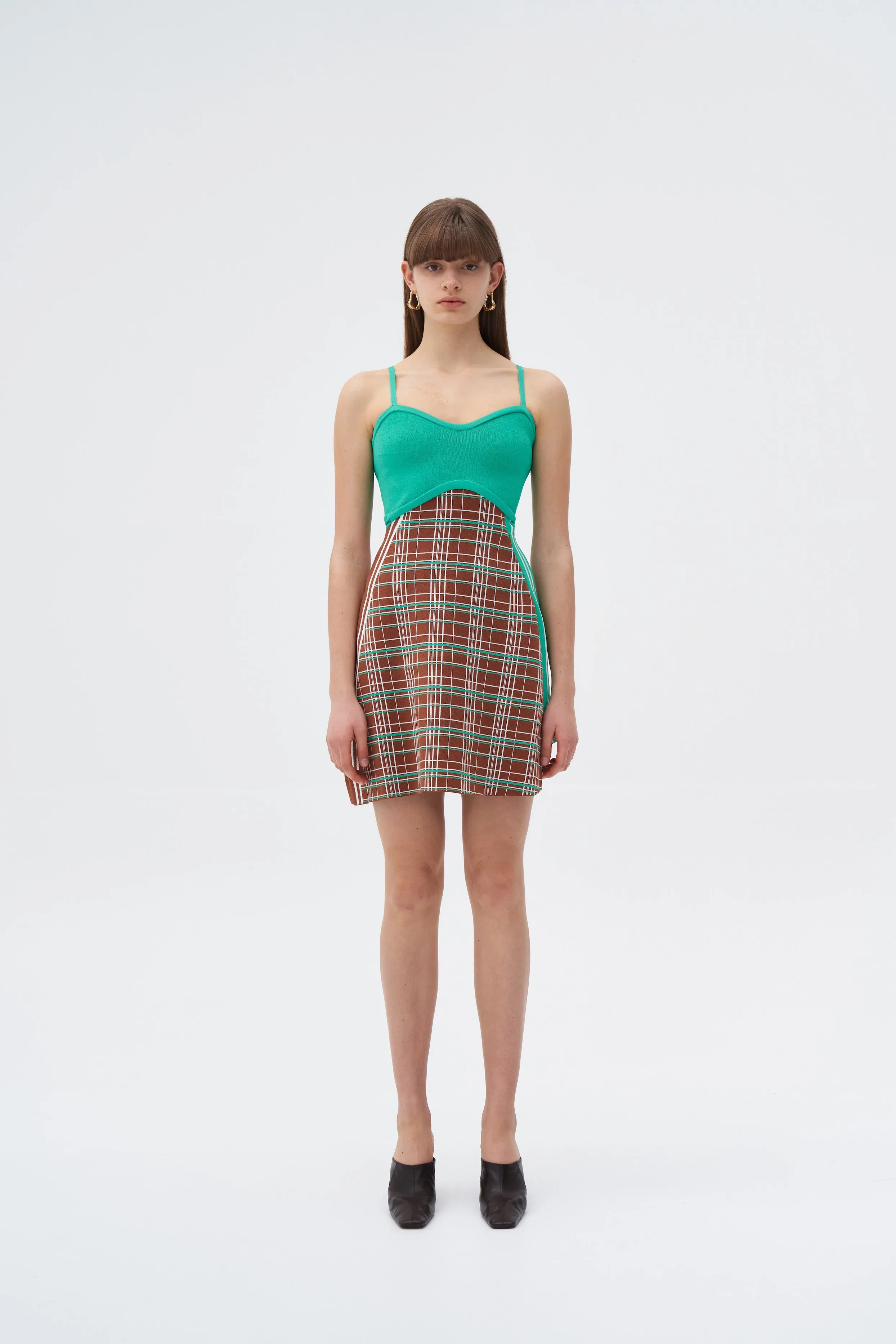 HARPER ECO PLAID MINI TANK DRESS