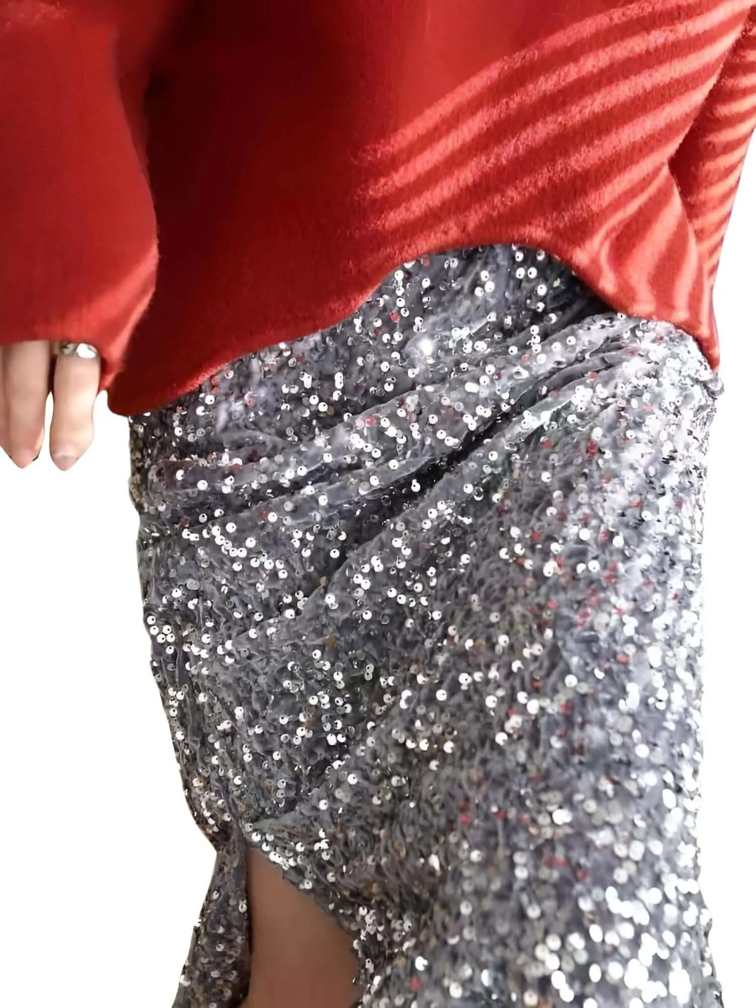 High Waist Midi Sequined Skirts For Women