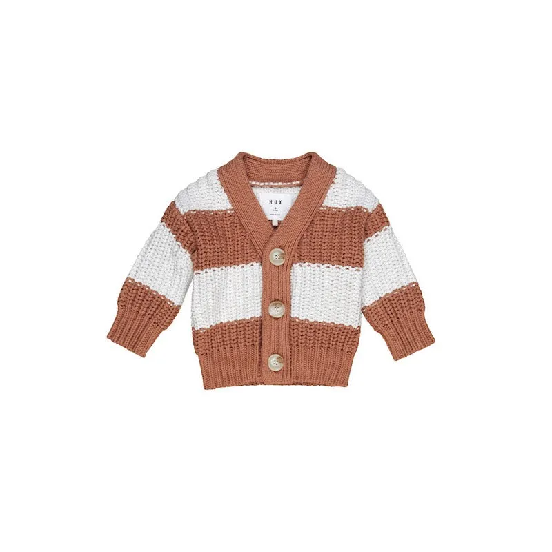 Huxbaby Terracotta Stripe chunky Cardigan