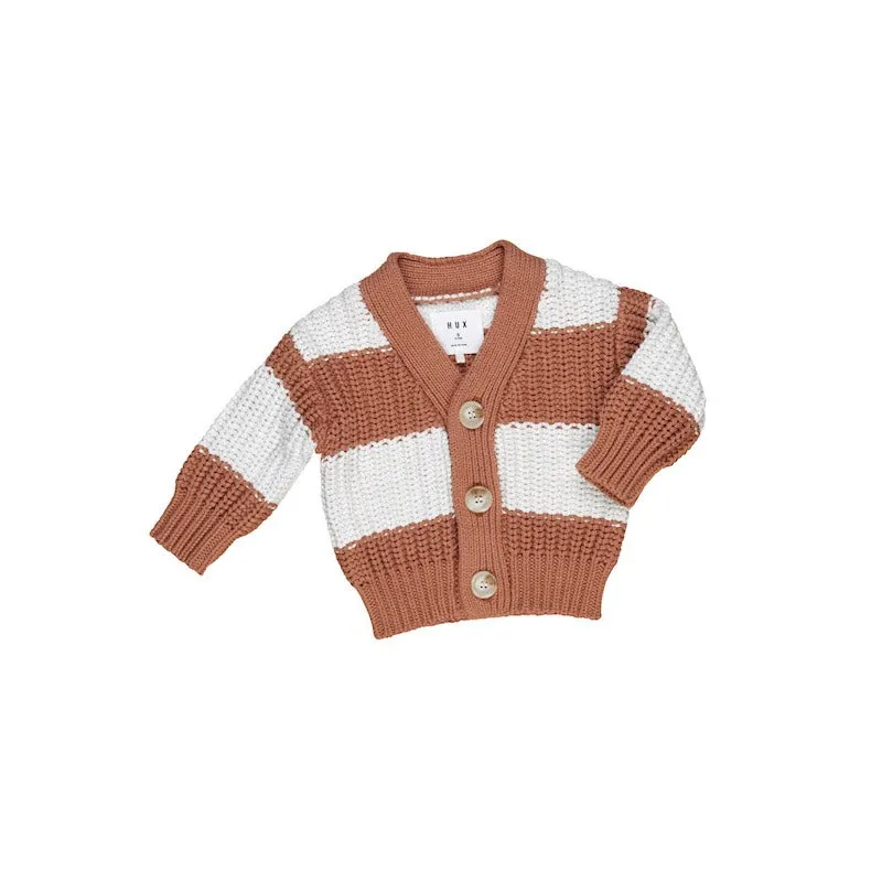 Huxbaby Terracotta Stripe chunky Cardigan