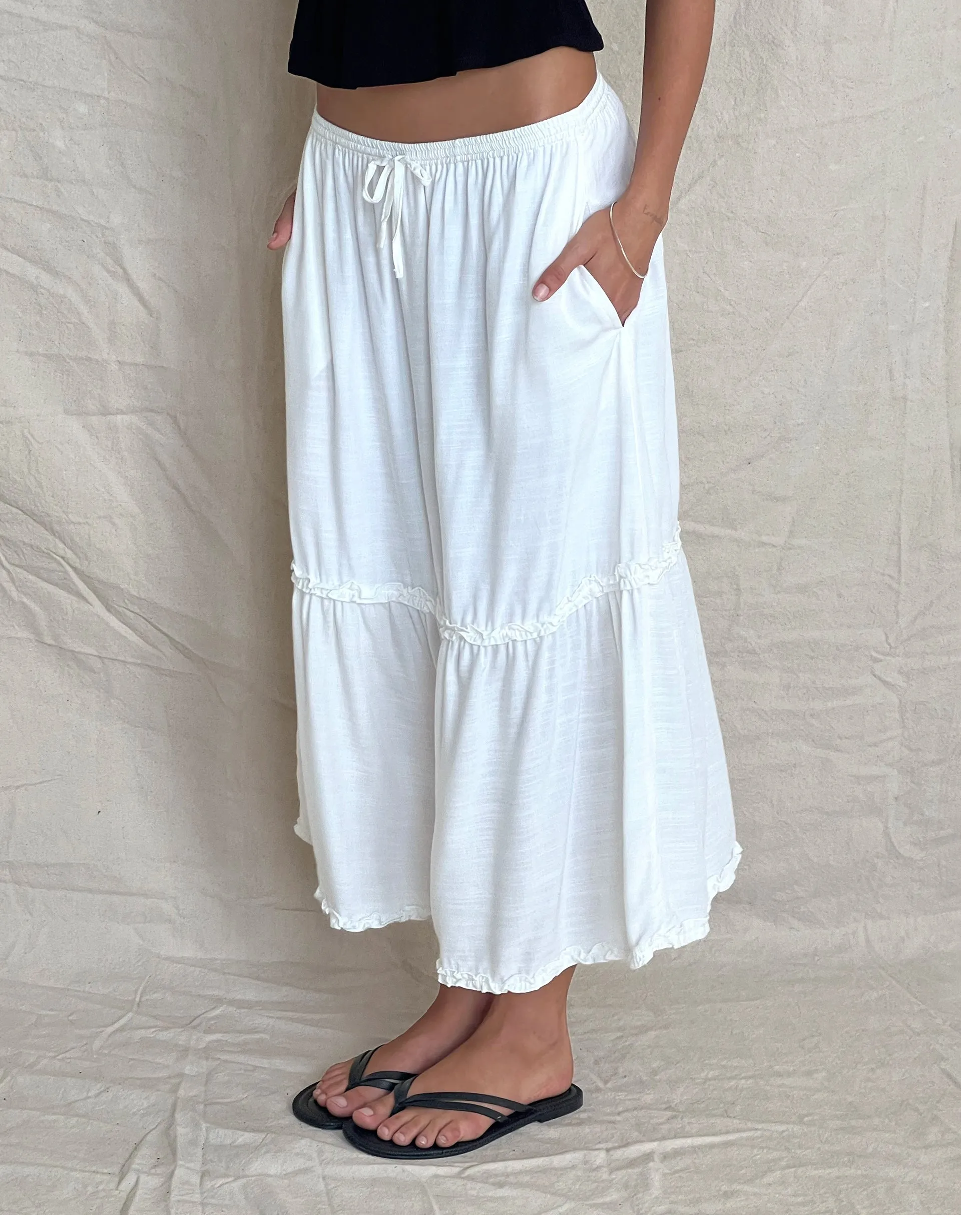 Iyana Midi Skirt in Off White