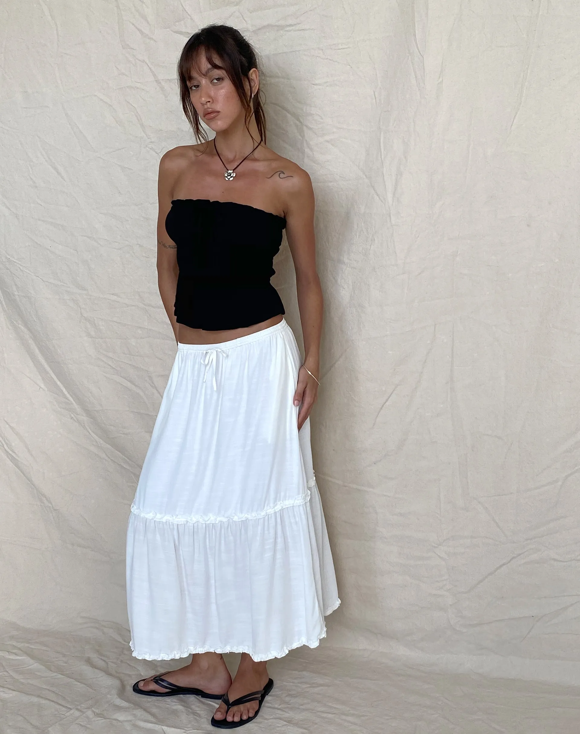 Iyana Midi Skirt in Off White