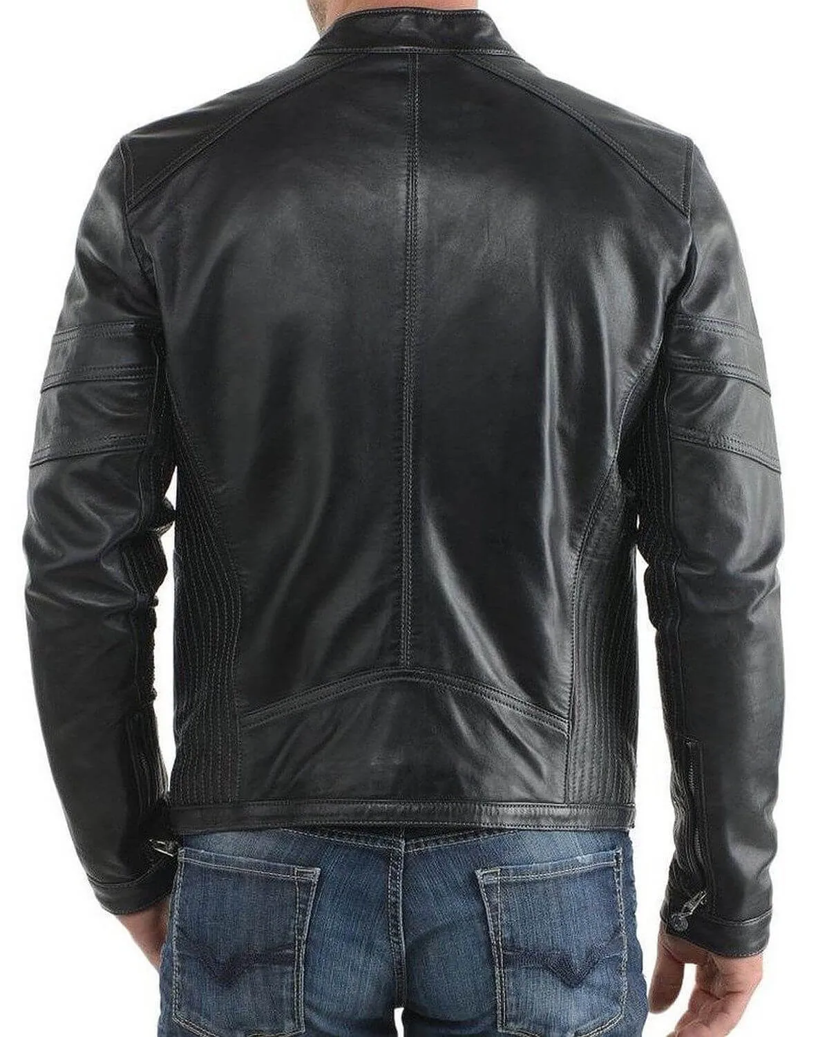 Leather Biker Jacket New Fashion 100% Pure Original Lambskin For Men