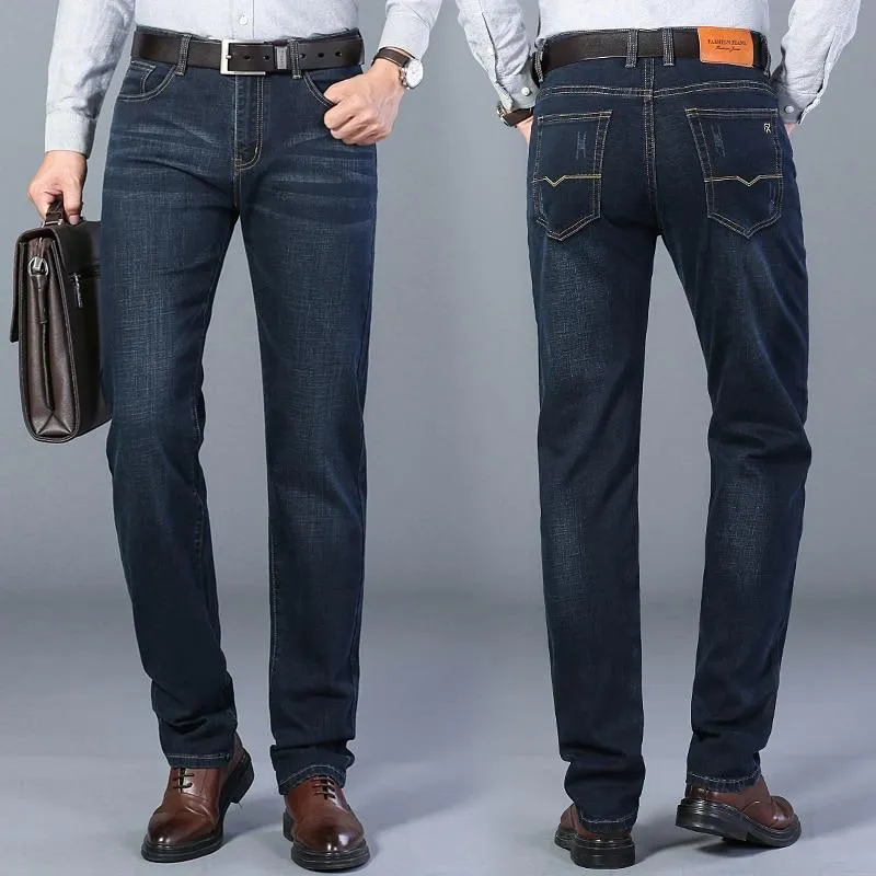 Men Classic Soft Style Cotton Stretch Regular Fit Denim Jeans Trousers