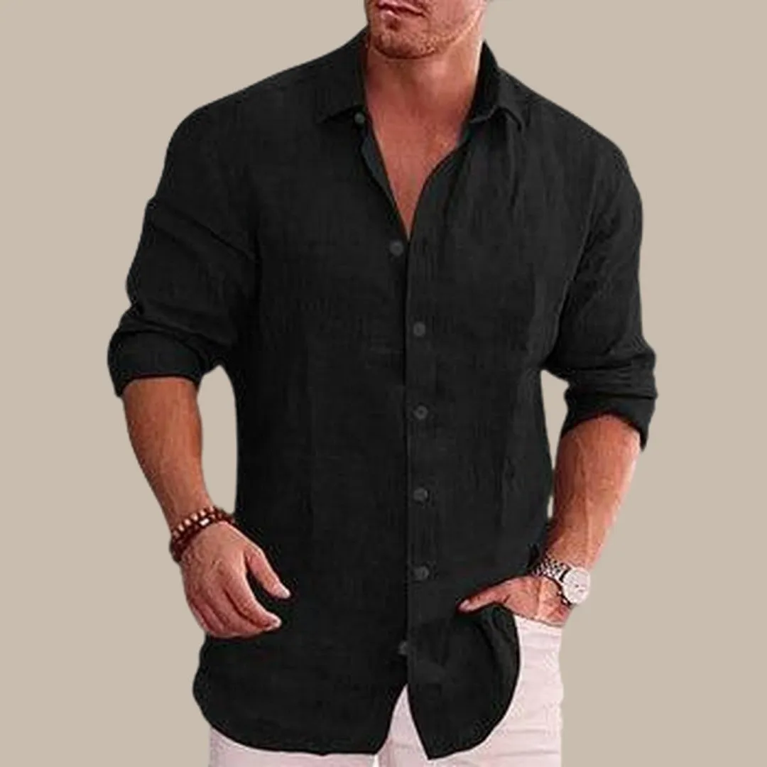 Men Long Sleeve Solid Shirt