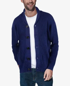 Men's cardigan with shawl collar X-Ray, blue