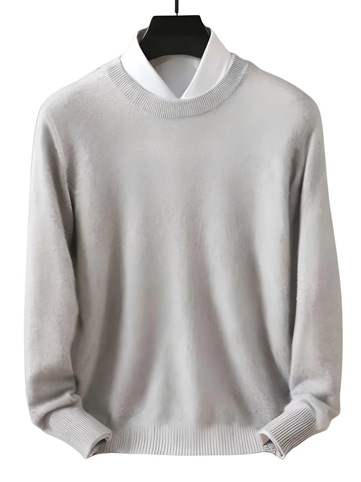 Men's Mink Cashmere Sweaters 100% Real Mink Pullovers Long Sleeve High-End Jumpers Mink