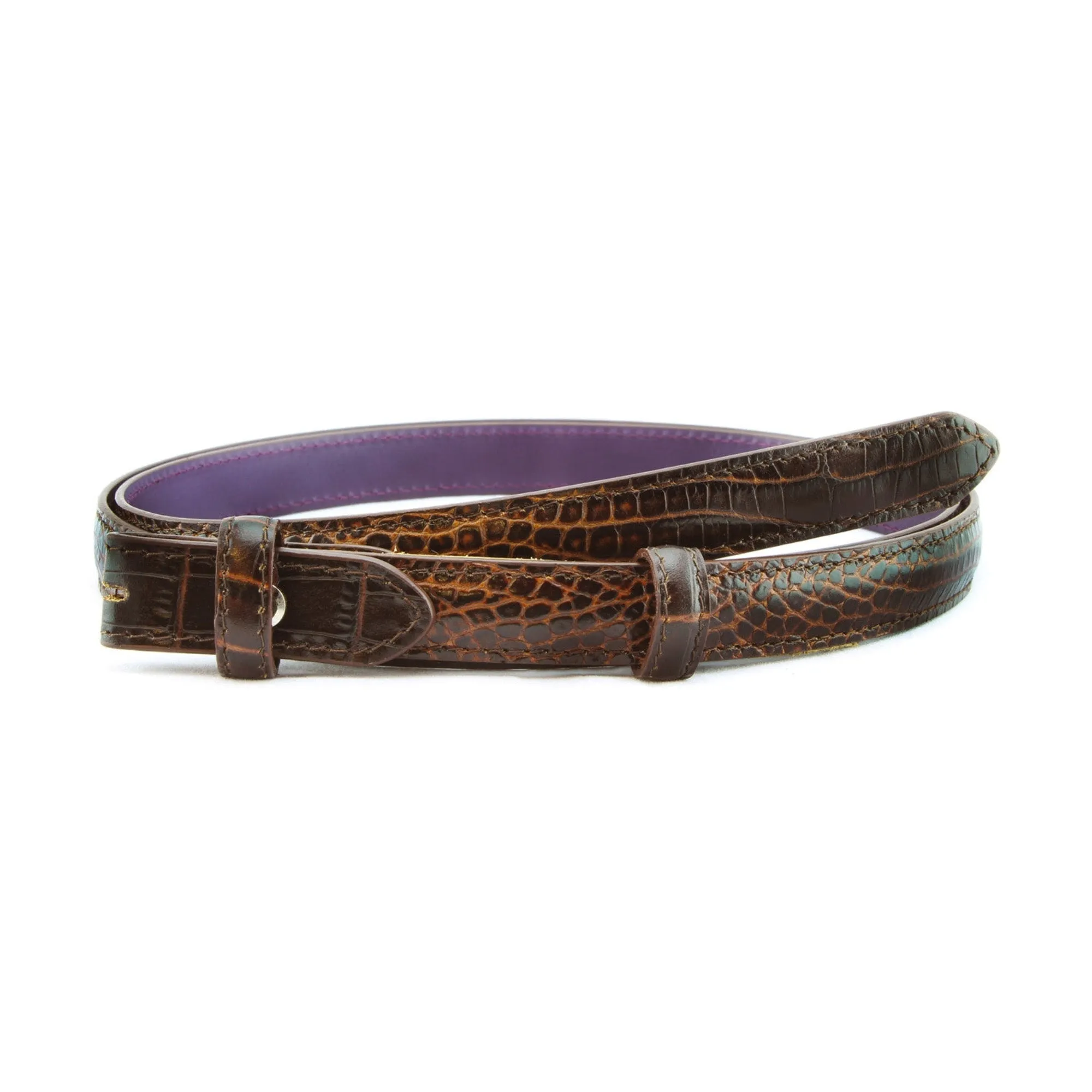 Mock Crocodile Skinny Belt Strap