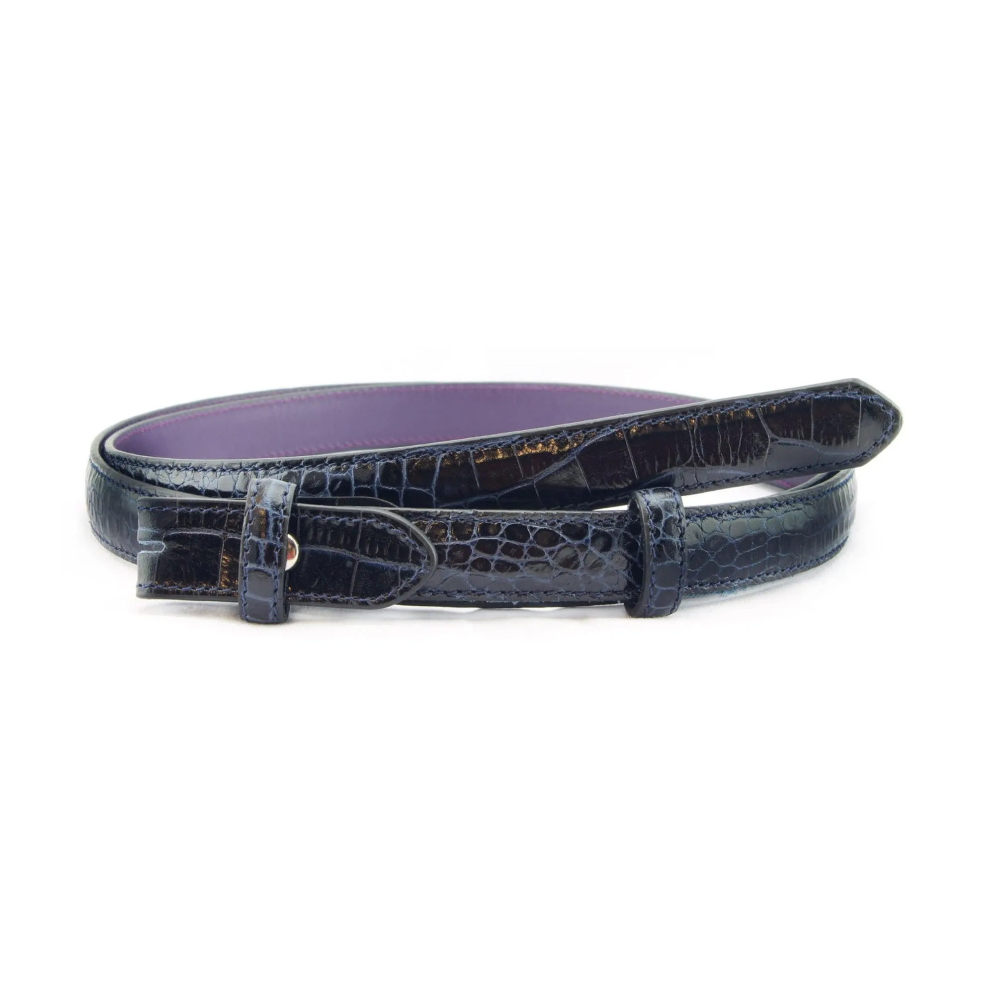 Mock Crocodile Skinny Belt Strap