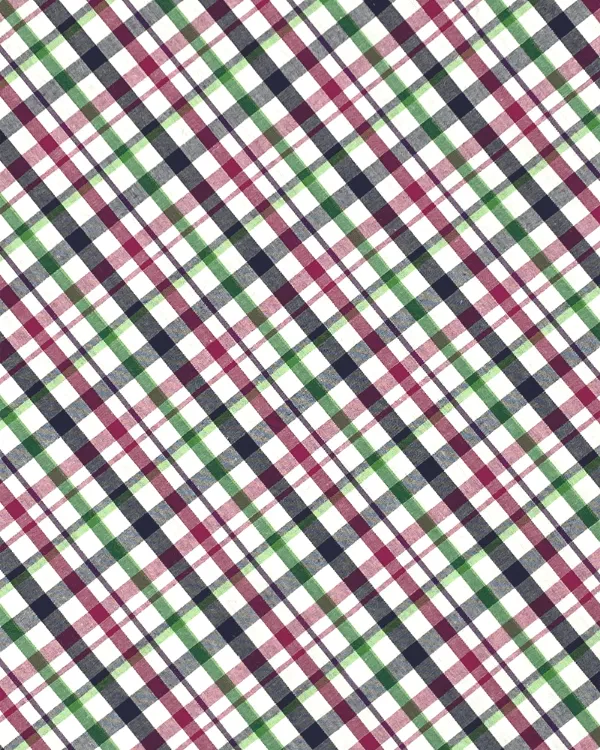 Navy Pink Green Check Plaid Fabric | Multi Color Cotton Tattersall