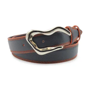 Navy/Orange Tumbled Enamel Swirl Belt