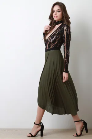 Pleated Chiffon Tulip Maxi Skirt