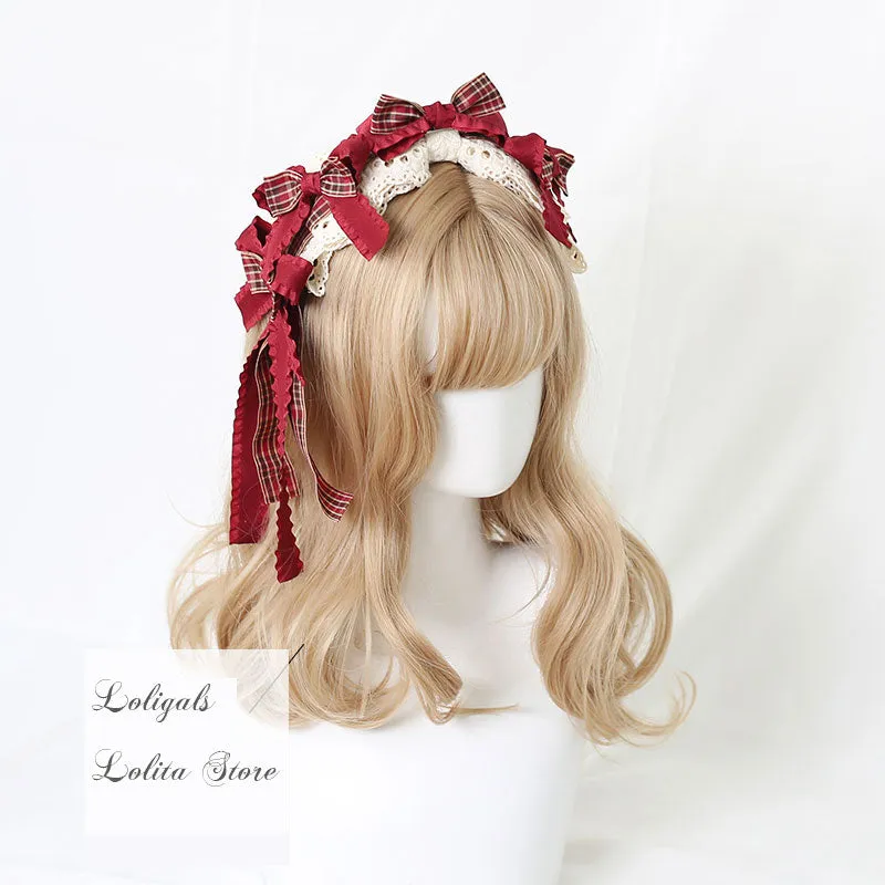 Red Plaid Lolita Headpiece Sweet Accessories Hair Clip Mini Top Hat