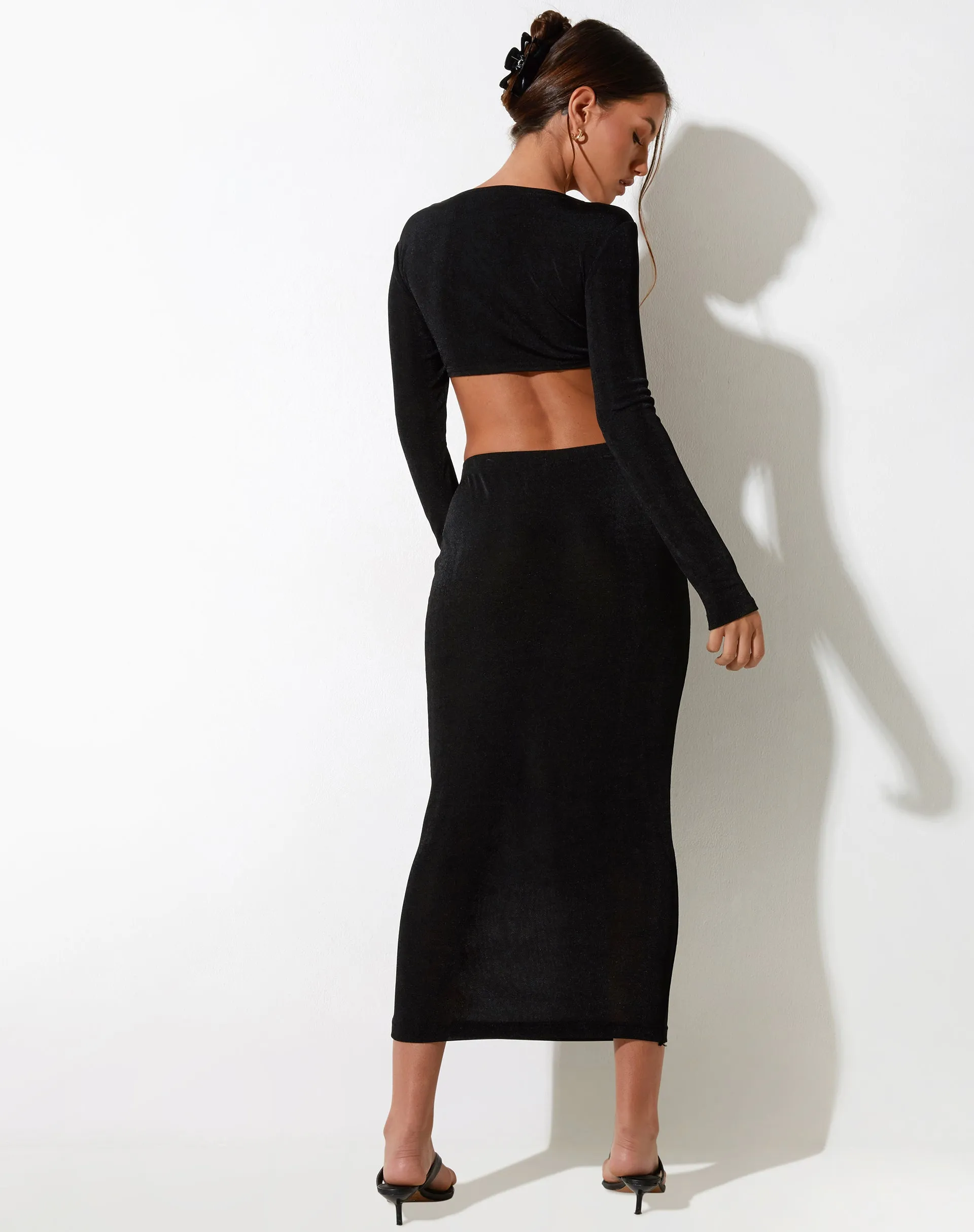 Rindang Midi Skirt in Crepe Black