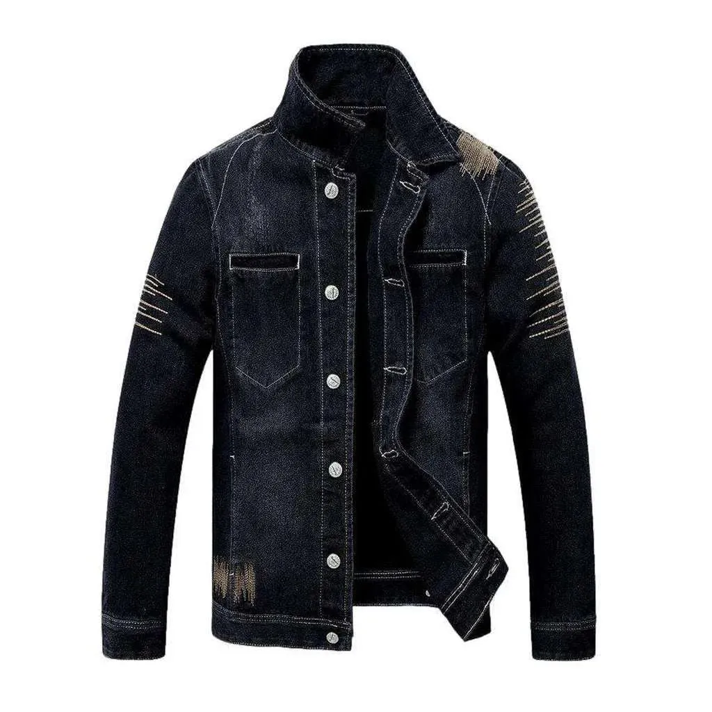 Seam embroidery men's denim jacket