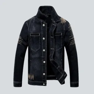 Seam embroidery men's denim jacket