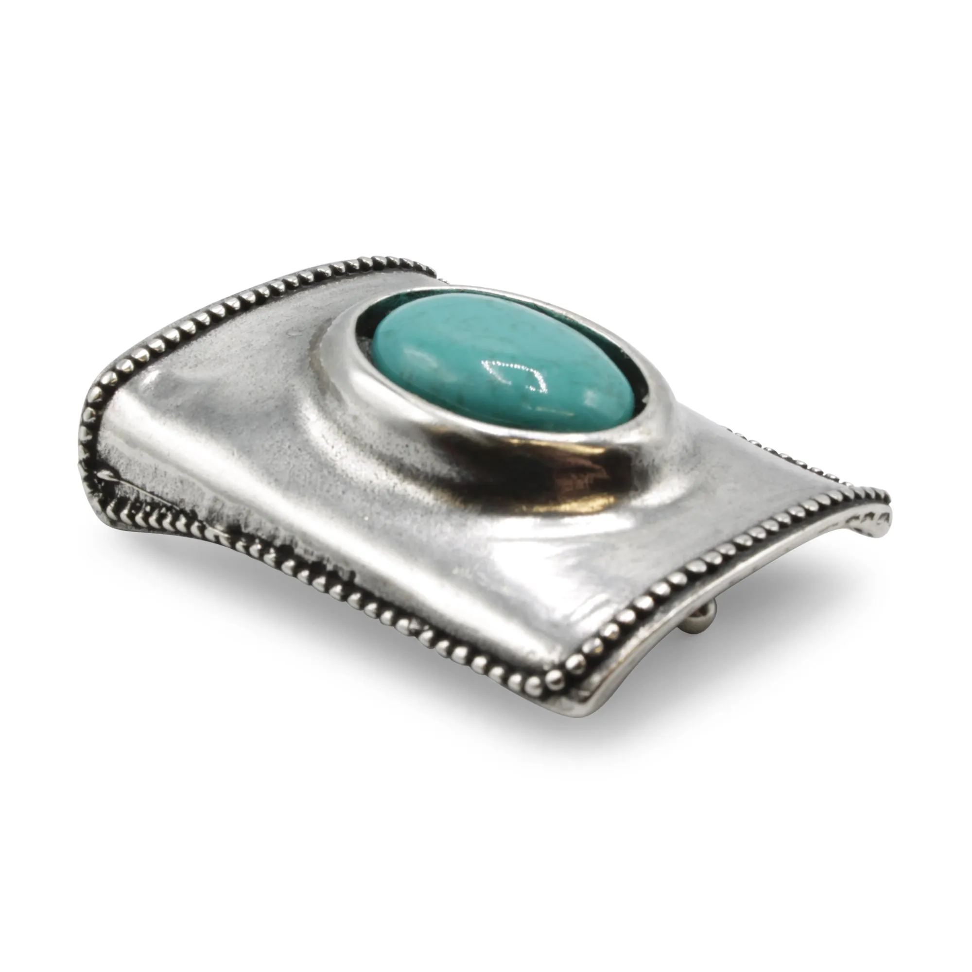 Single Turquoise Encrusted Plate Style Buckle 40mm