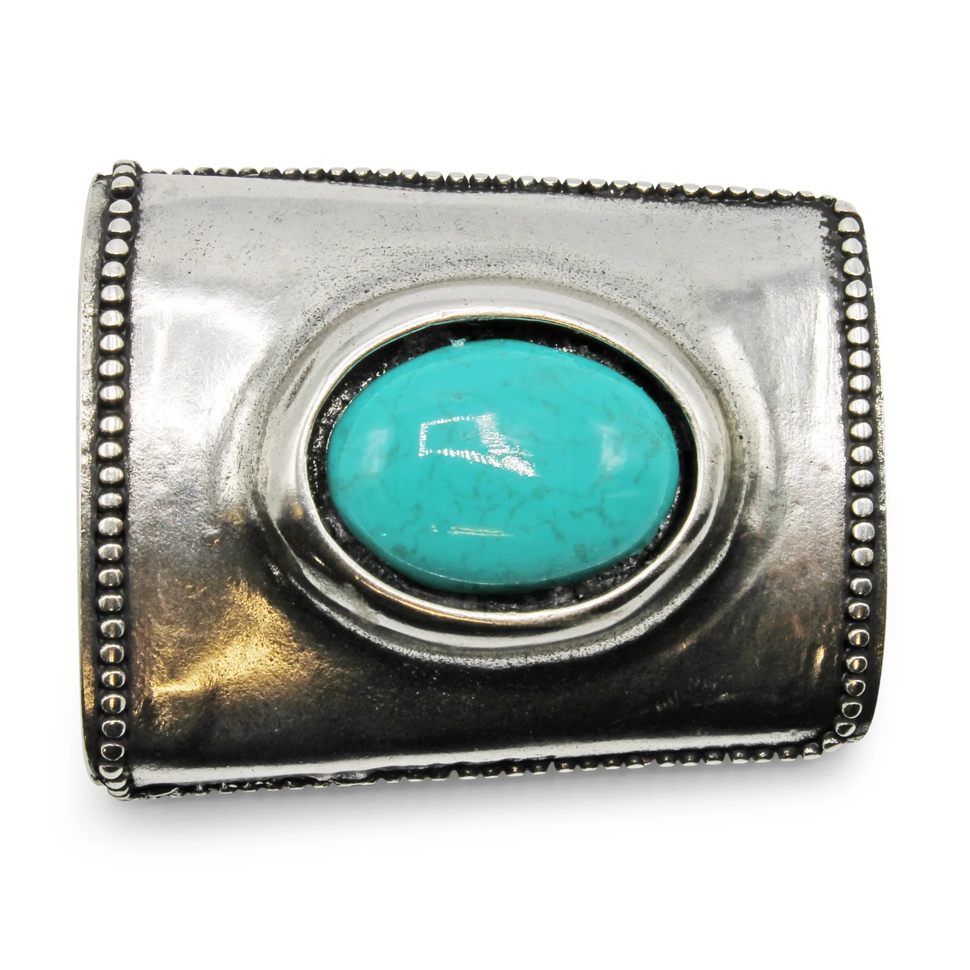 Single Turquoise Encrusted Plate Style Buckle 40mm