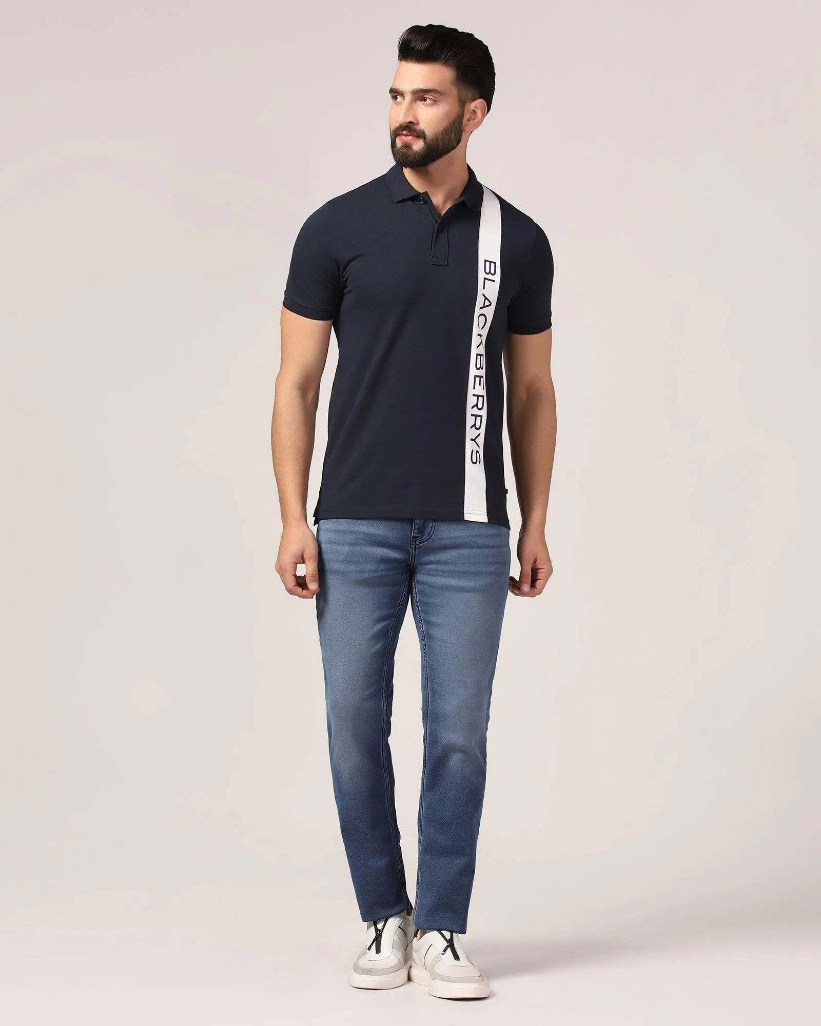 Slim Yonk Fit Indigo Blue Textured Jeans - Anton