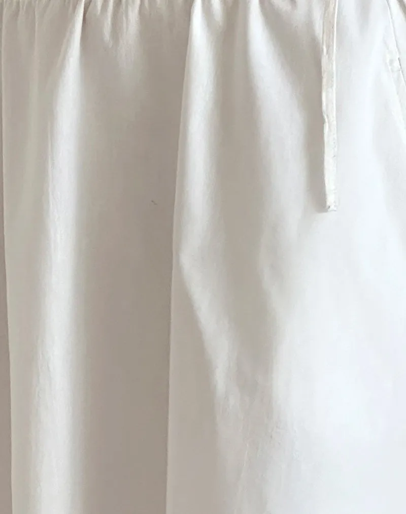 Taka Midi Skirt in Poplin White