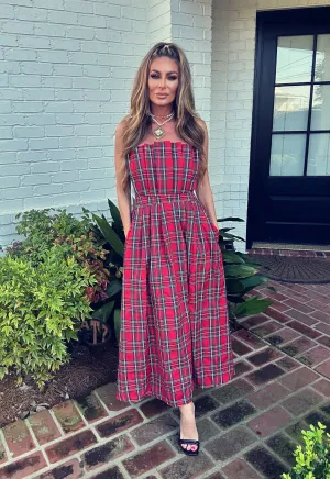 Timothy Red Holiday Plaid Maxi Dress